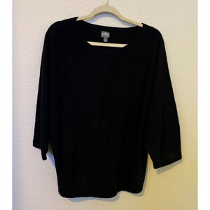 SOHO NYC Jeans Sweater Women’s Large Solid Black 3/4 Sleeve Crew Neck Pullover